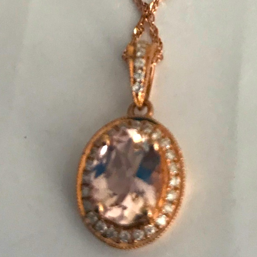 14k morganite diamonds pendant rose gold